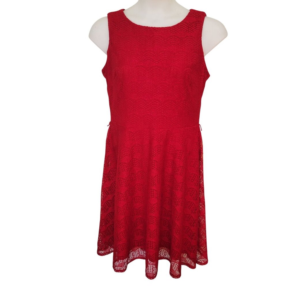Danny‎ Nicole 14 Red Lace Sleeveless Dress Formal Christmas Holiday Modest